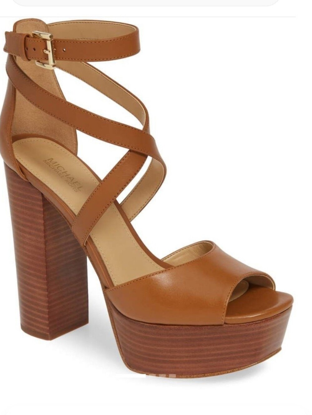 Michael Kors Brown Strappy Platform Block-Heel Sandals
